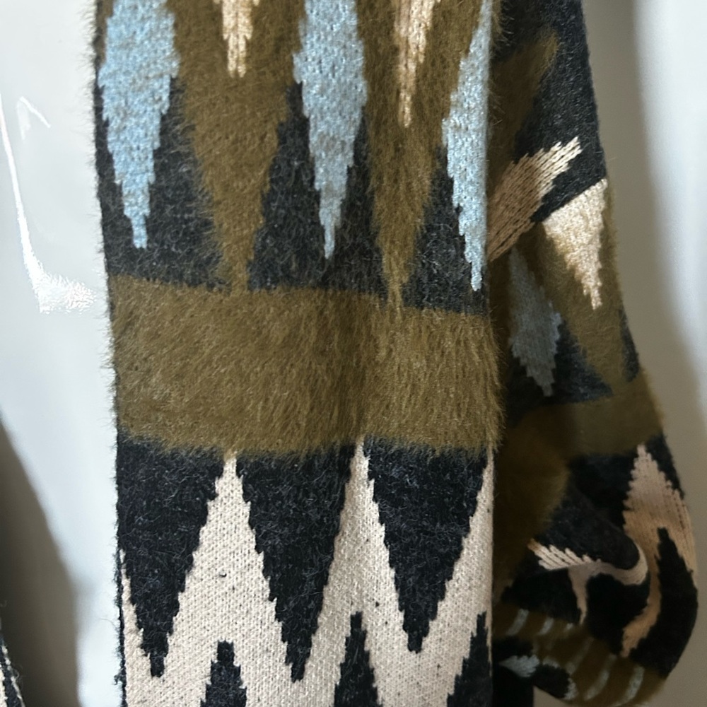 Geometric Patterned Sweater - Blue, Green, Black - image 7